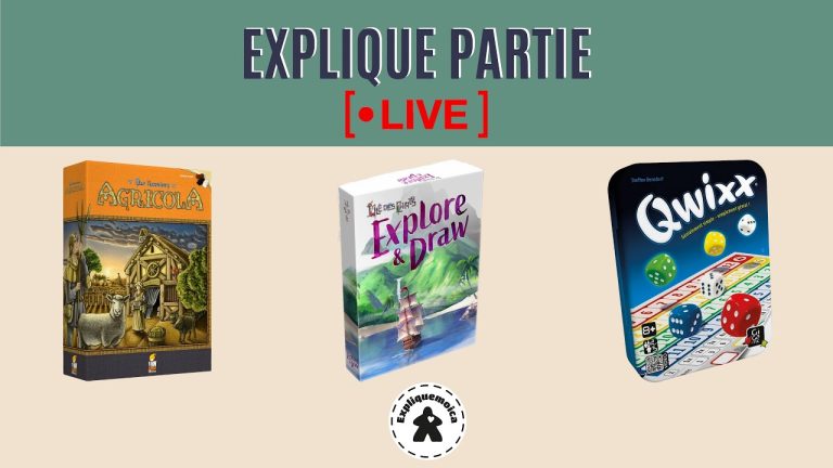 On joue avec Rémi  à: AGRICOLA de YSTARI – EXPLORE AND DRAW de LUCKY DUCK GAME – QWIXX de GIGAMIC